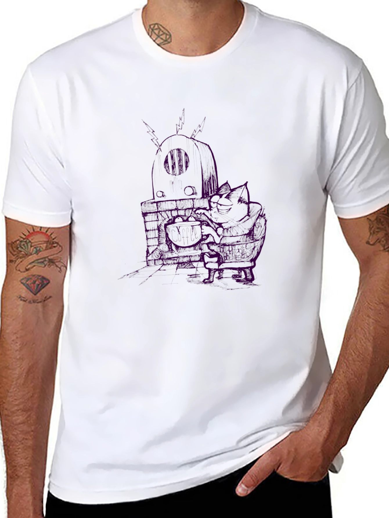 Edgy Graphic Tee - Skull Design Black Cotton