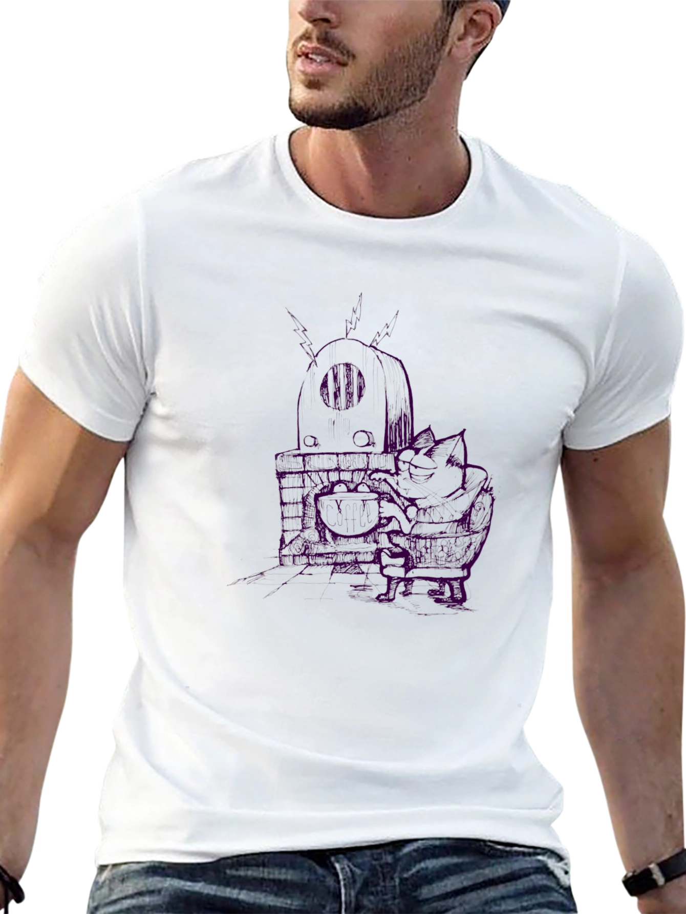 Edgy Graphic Tee - Skull Design Black Cotton