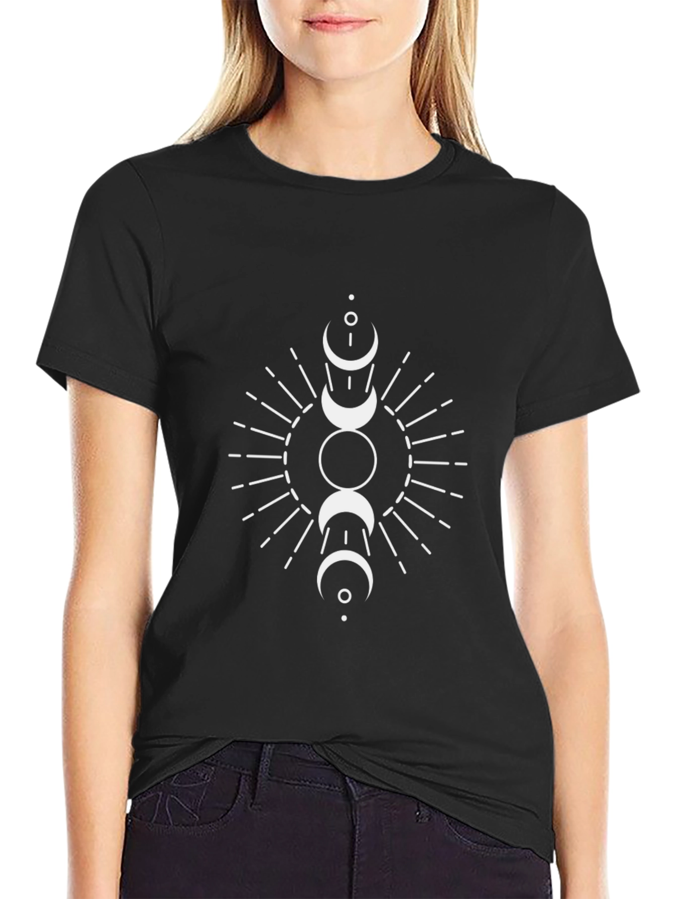 Mystic Moon Phases Graphic Tee - Black