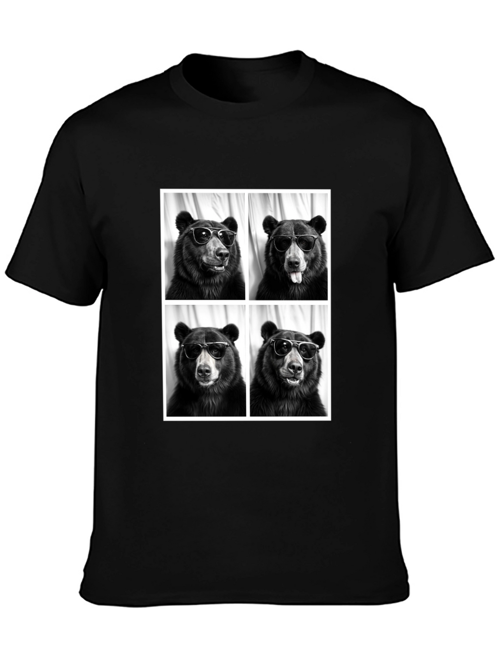 Cool Bear Portrait Black T-Shirt