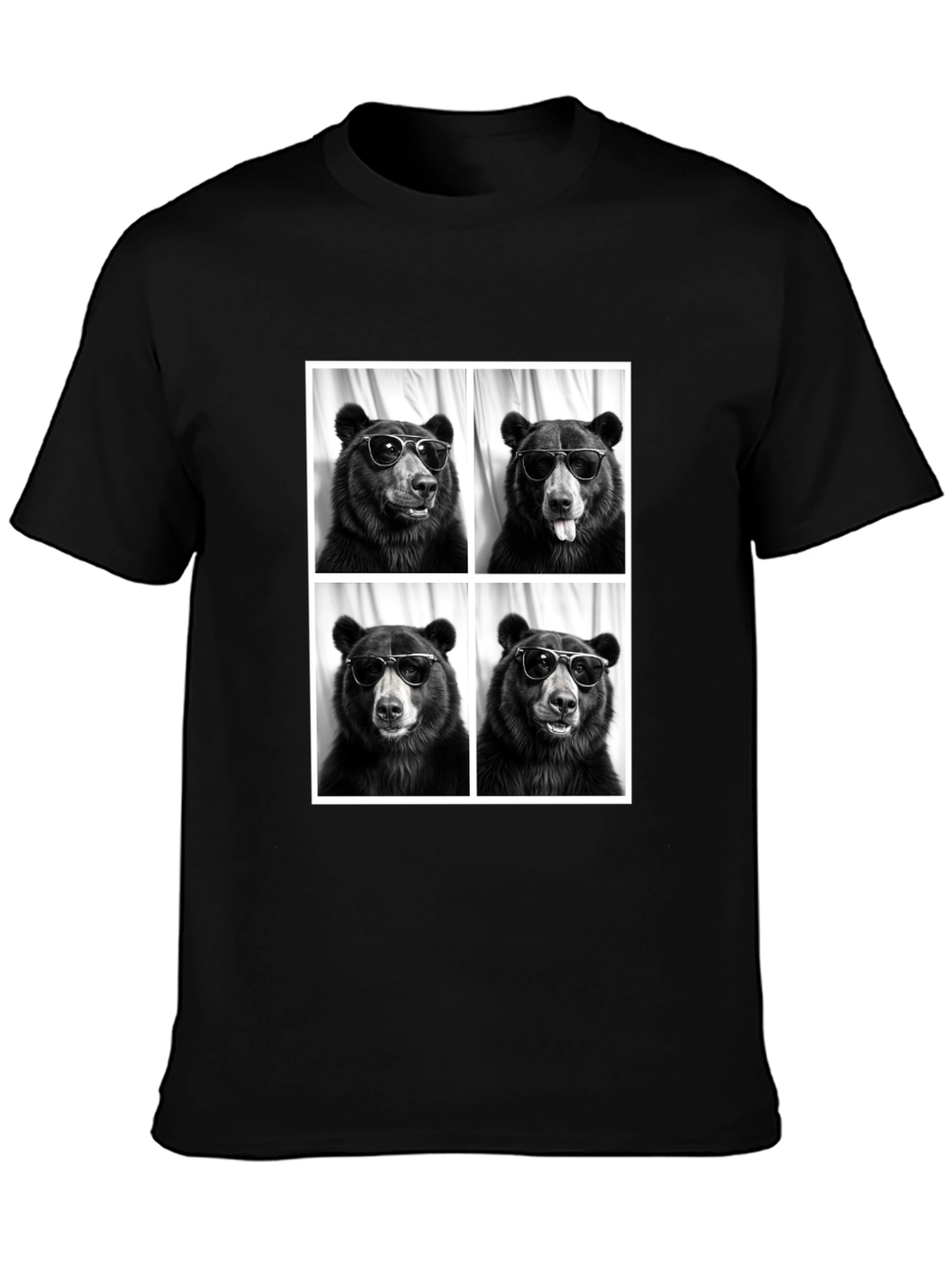 Cool Bear Portrait Black T-Shirt