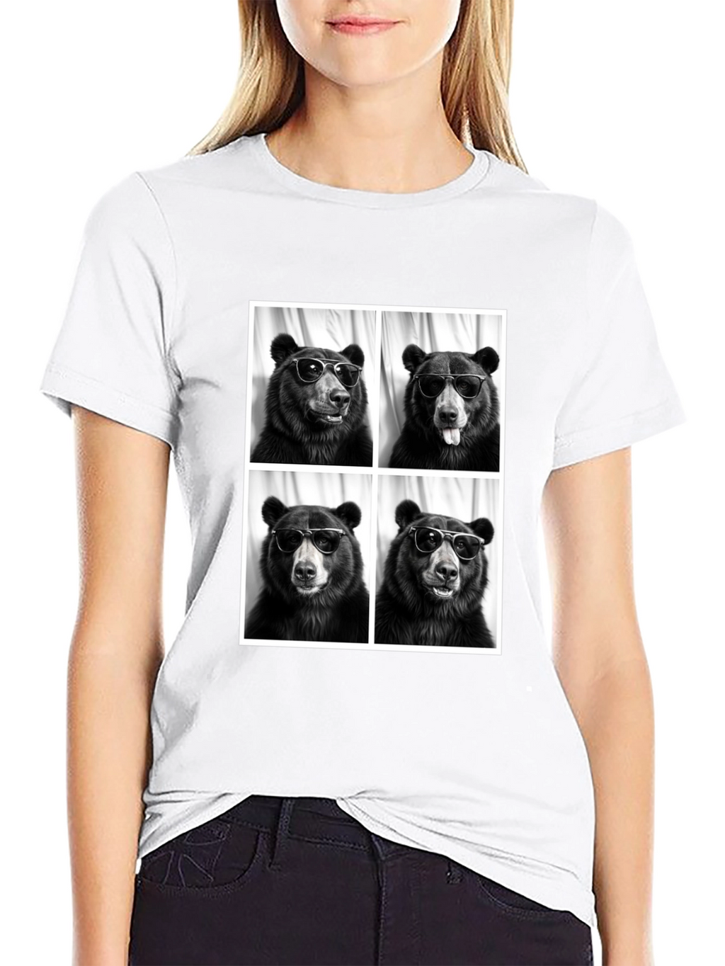 Cool Bear Portrait Black T-Shirt