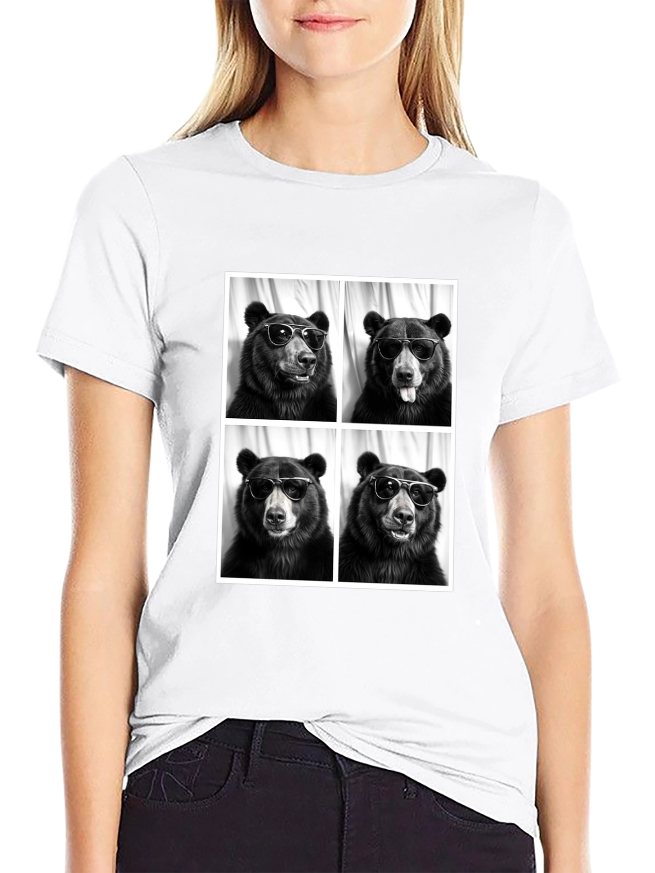 Cool Bear Portrait Black T-Shirt