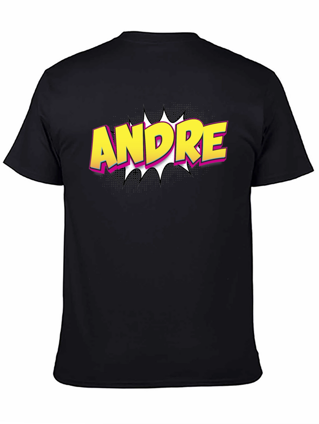 Andre Comic Book Style Black T-Shirt