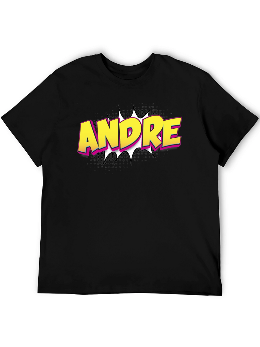 Andre Comic Book Style Black T-Shirt
