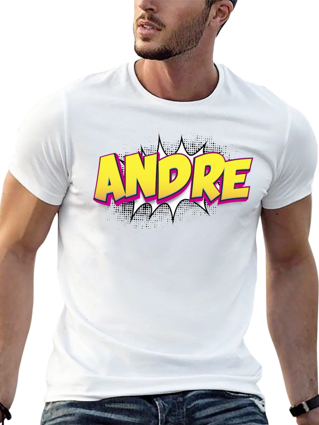 Andre Comic Book Style Black T-Shirt