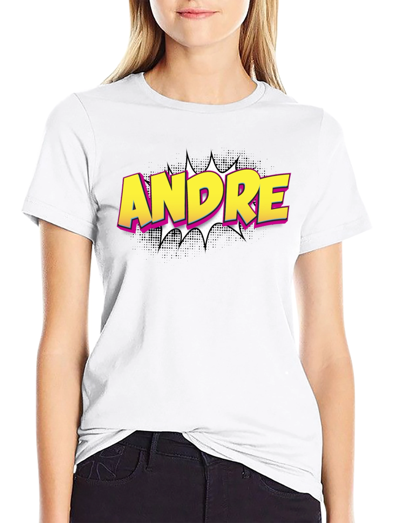Andre Comic Book Style Black T-Shirt