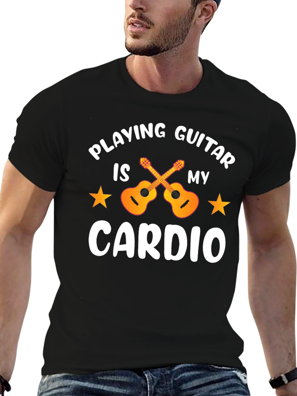 Guitar Cardio T-Shirt: Musicians Workout Tee