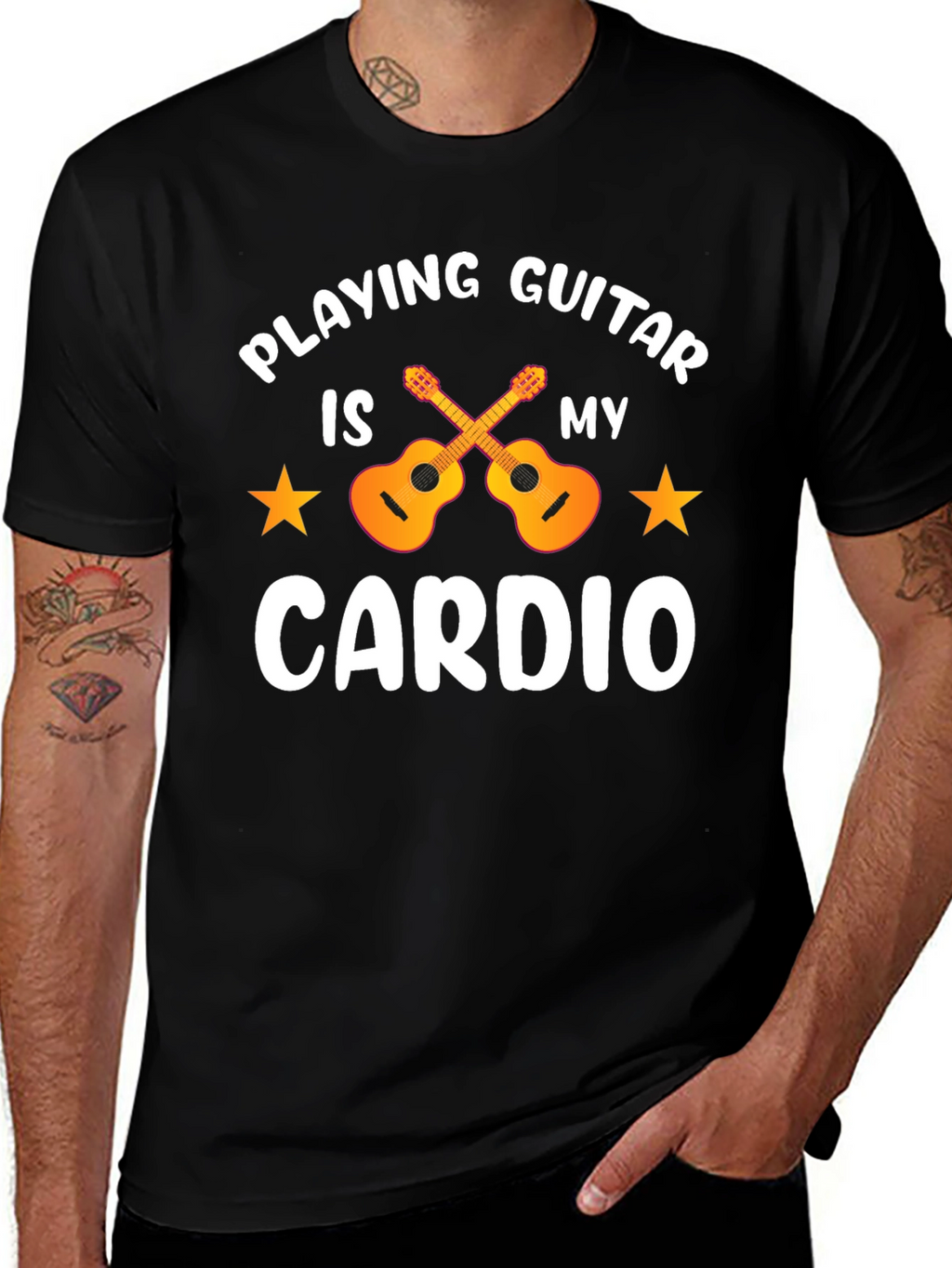 Guitar Cardio T-Shirt: Musicians Workout Tee