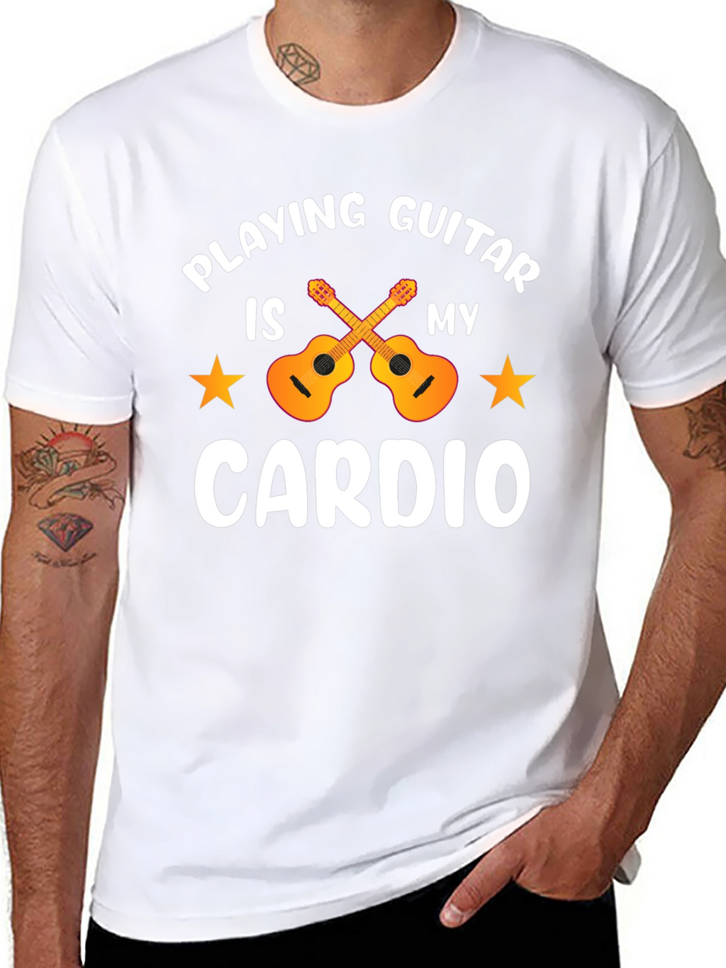 Guitar Cardio T-Shirt: Musicians Workout Tee