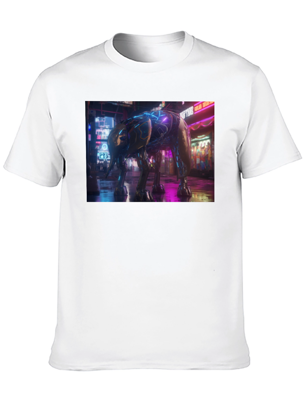 Cyberpunk Elephant Graphic Tee - Black