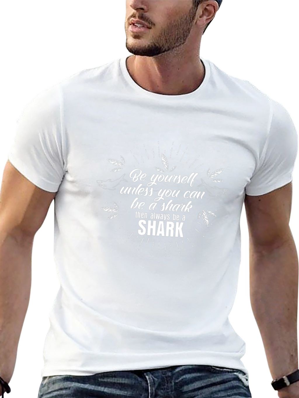 Be a Shark Graphic Tee - Black Cotton T-Shirt