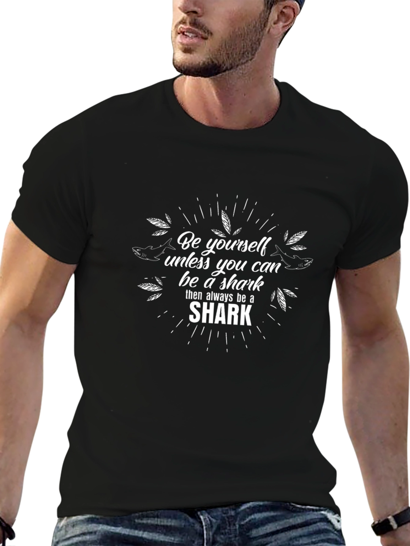 Be a Shark Graphic Tee - Black Cotton T-Shirt