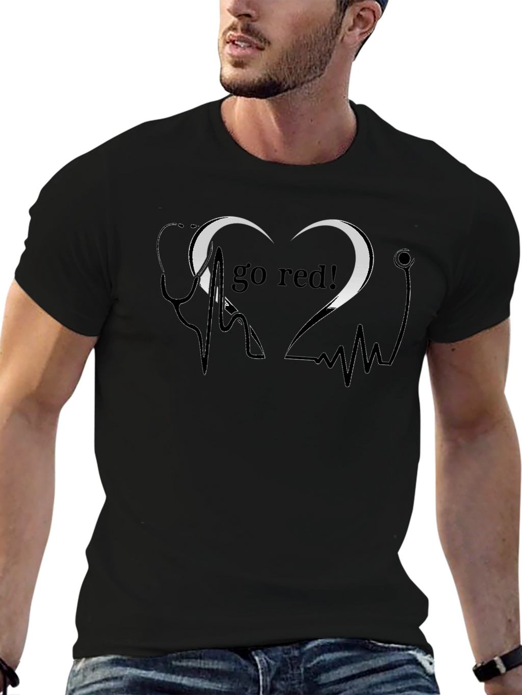 Go Red Heartbeat Stethoscope Graphic Tee