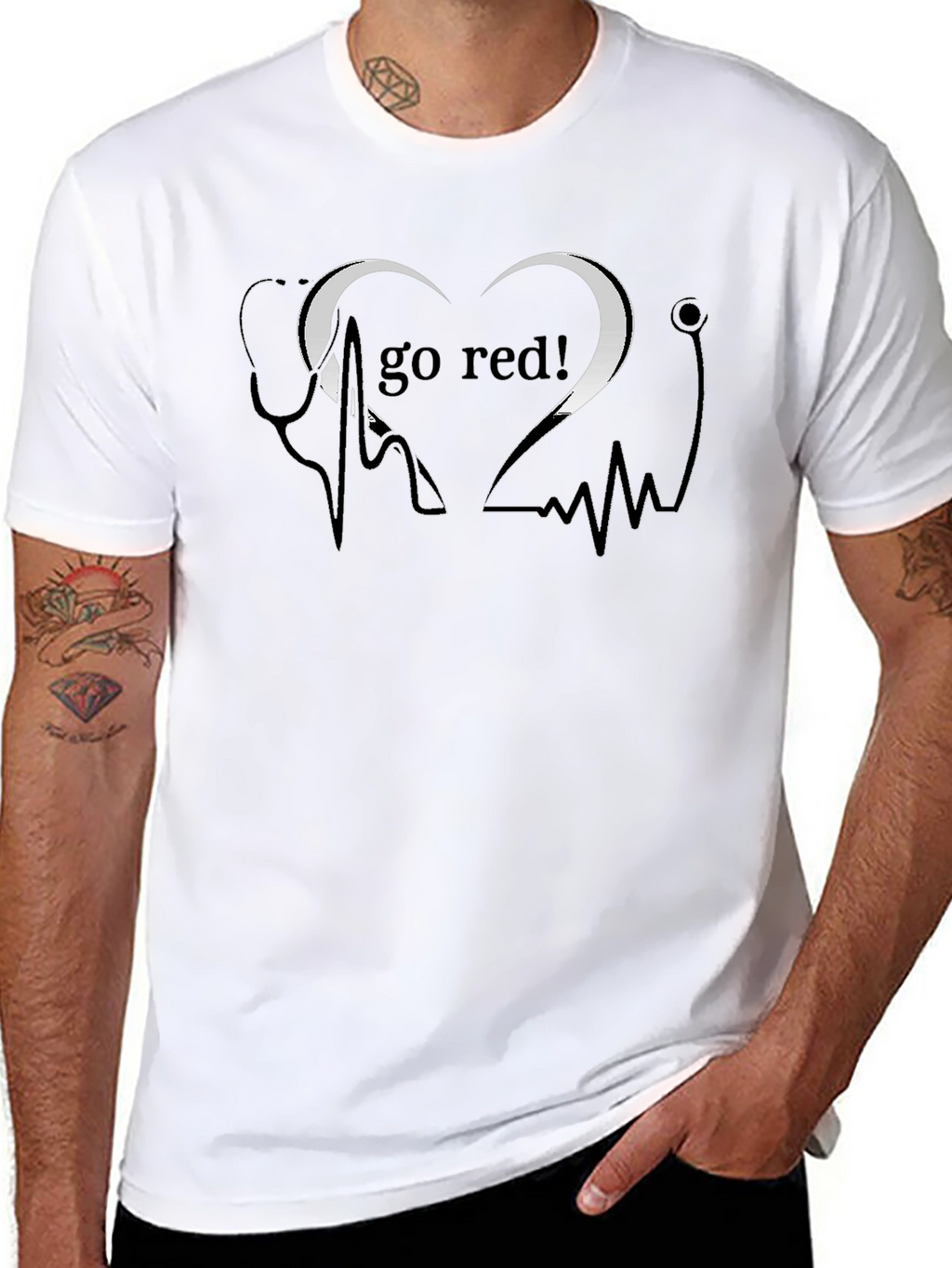 Go Red Heartbeat Stethoscope Graphic Tee