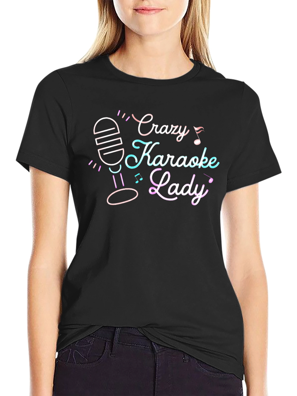 Crazy Karaoke Lady T-Shirt - Fun Karaoke Tee