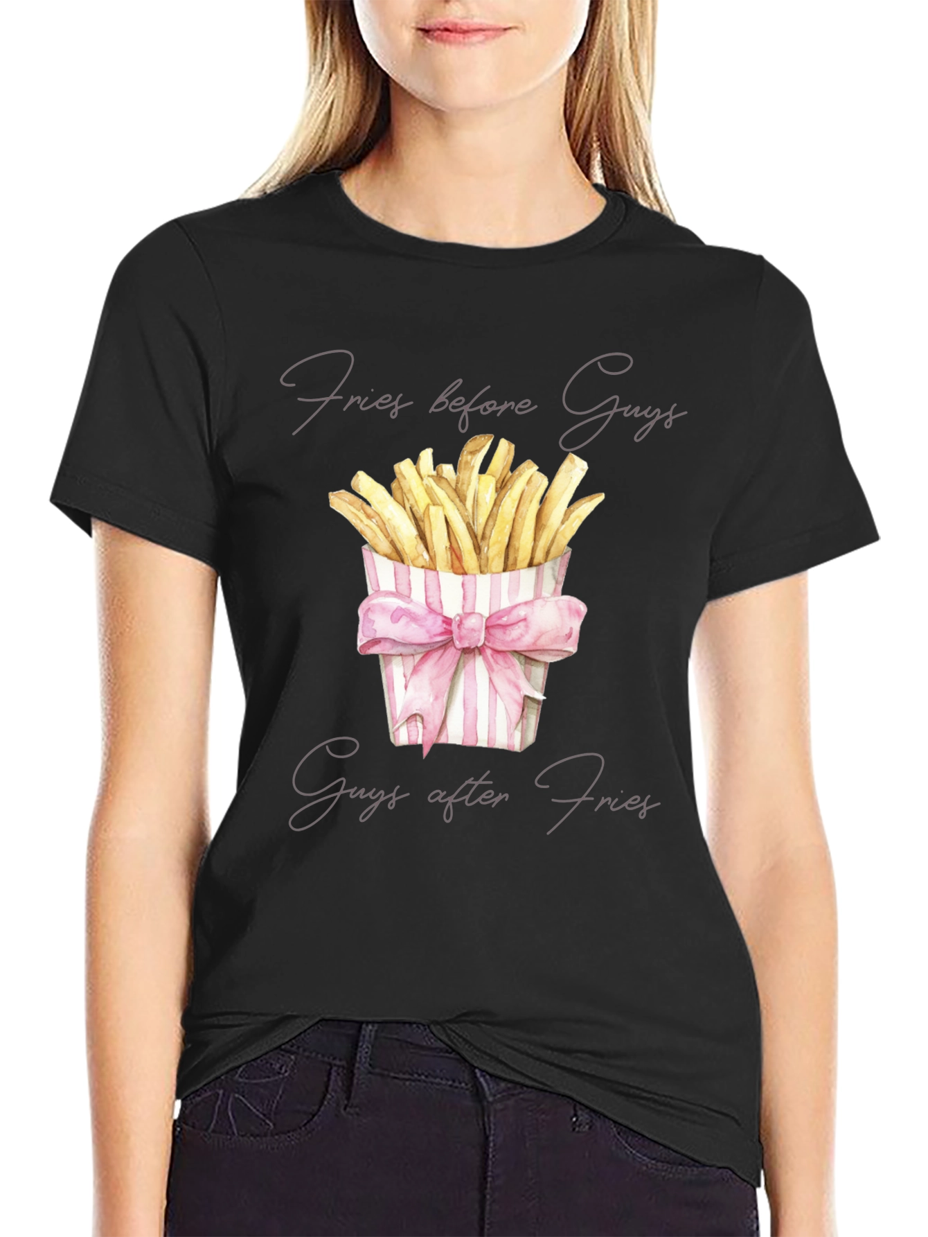Fries Before Guys Graphic Tee - Trendy Foodie T-Shirt