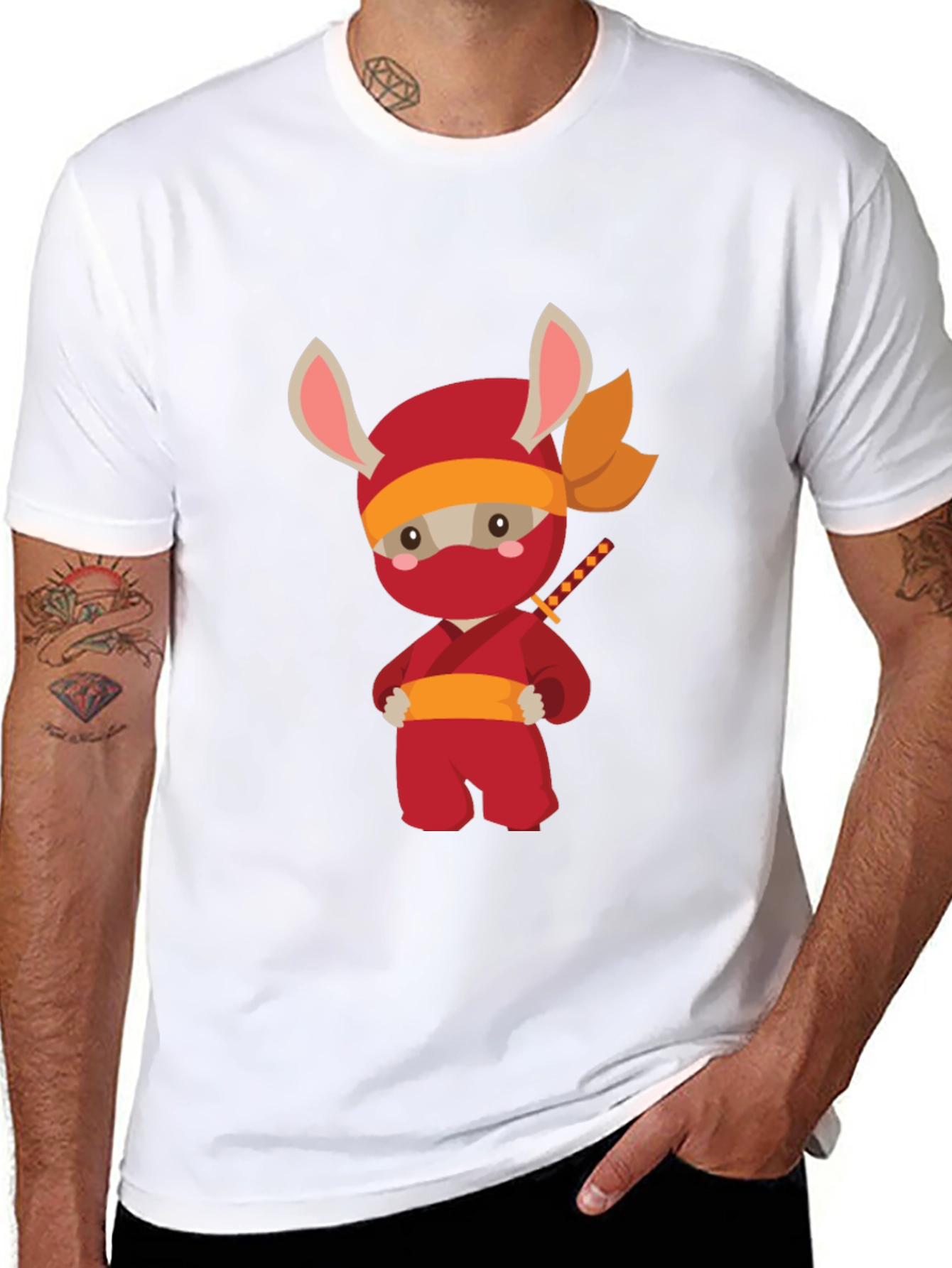 Ninja Bunny Graphic T-Shirt - Black