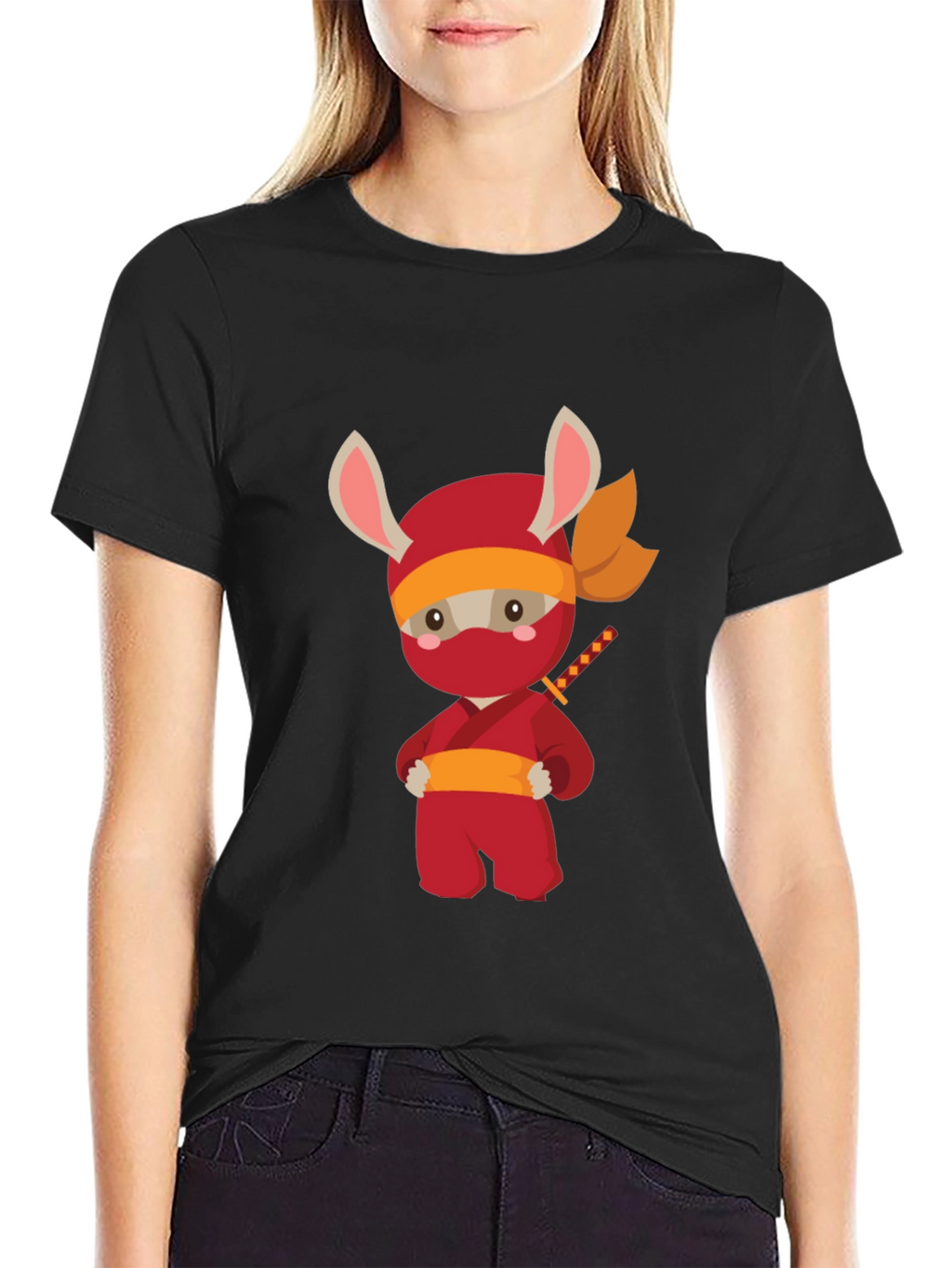 Ninja Bunny Graphic T-Shirt - Black