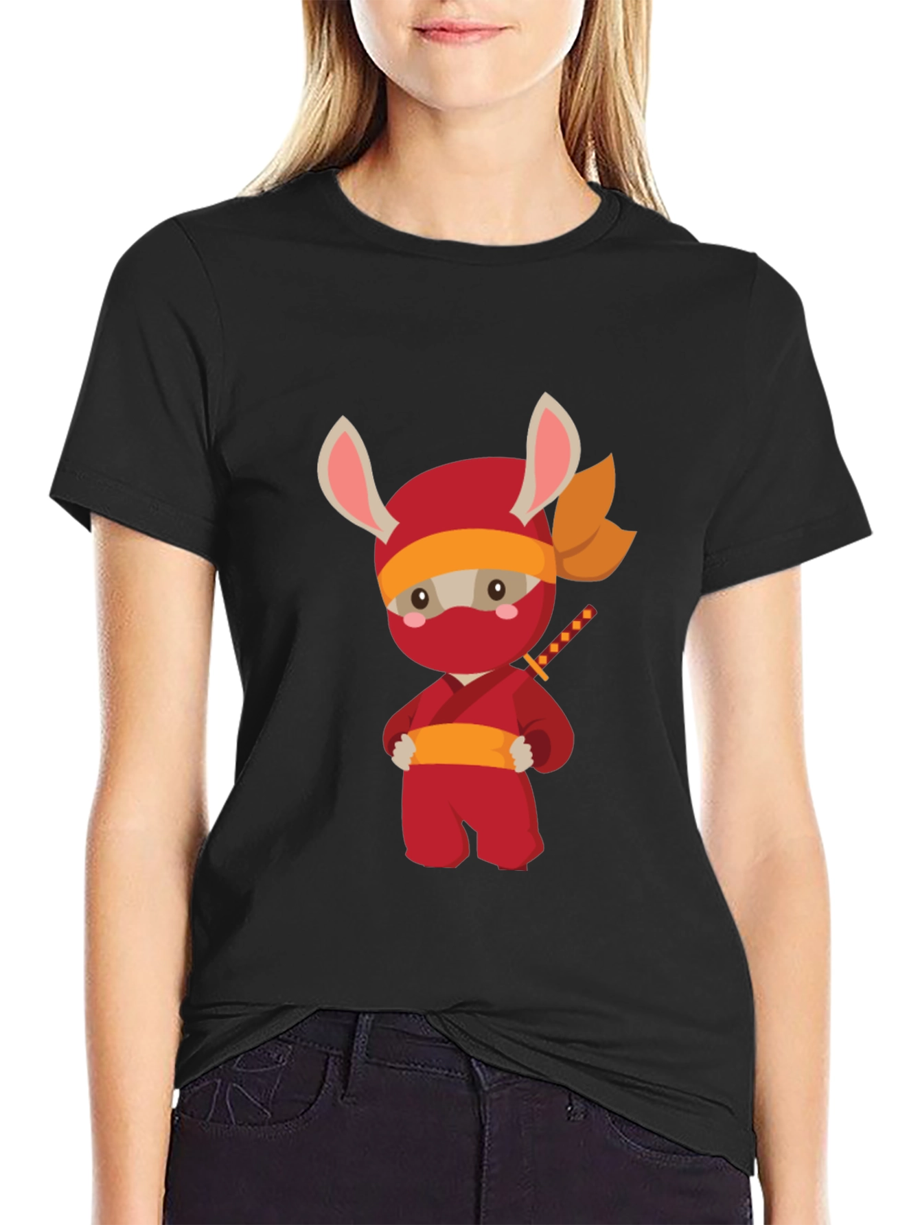 Ninja Bunny Graphic T-Shirt - Black