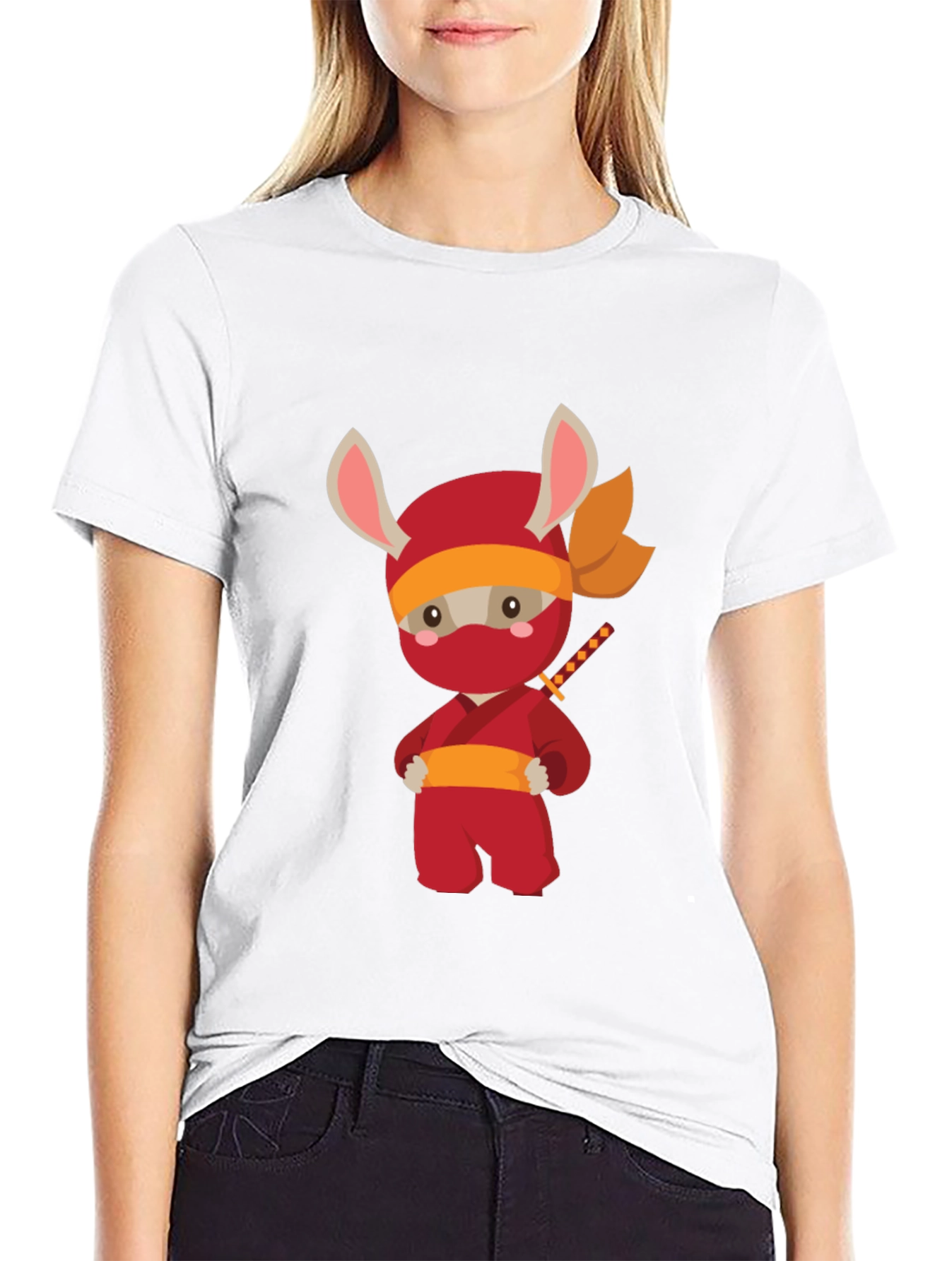 Ninja Bunny Graphic T-Shirt - Black