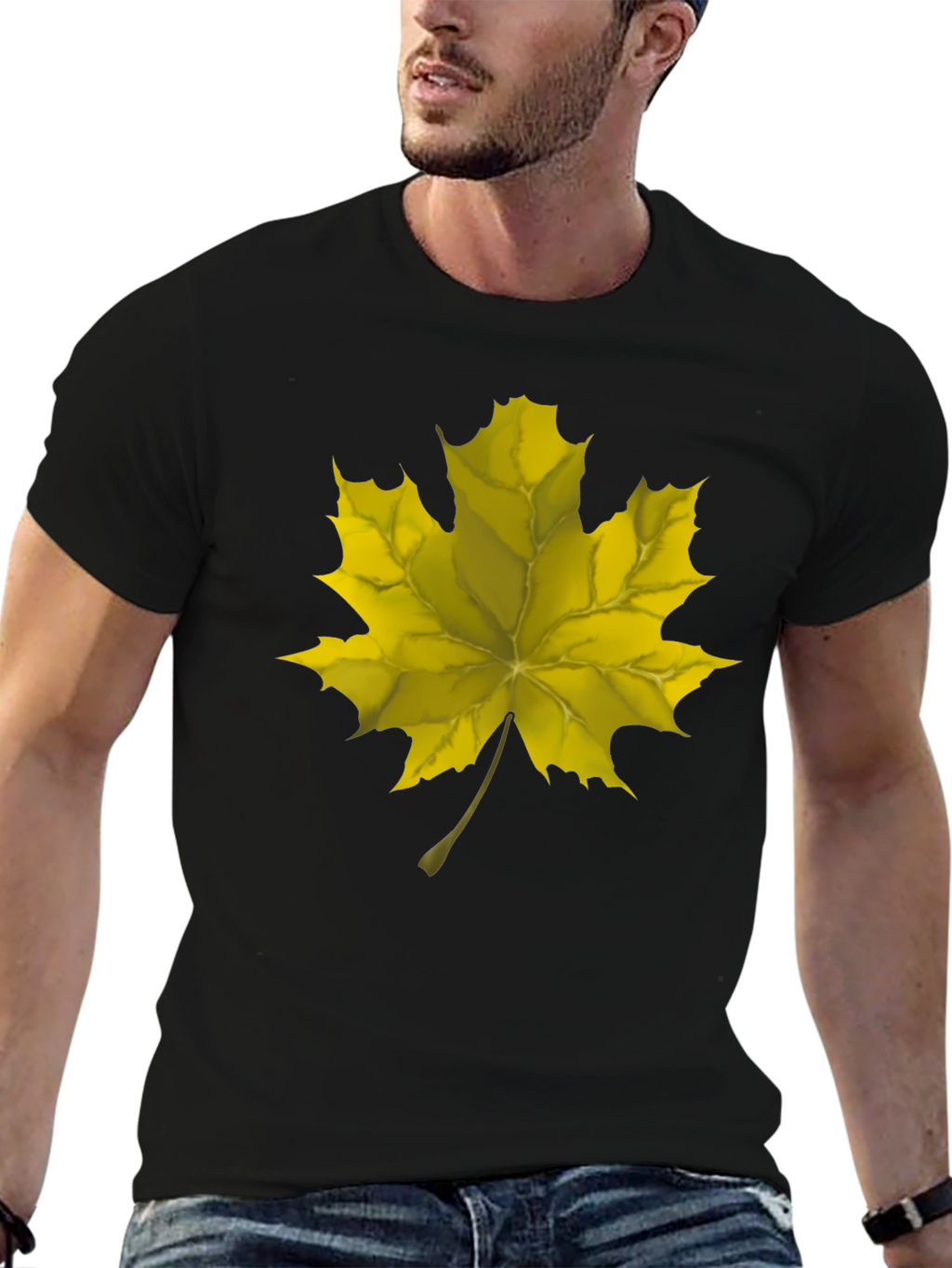 Maple Leaf Graphic Tee - Black Cotton Comfort