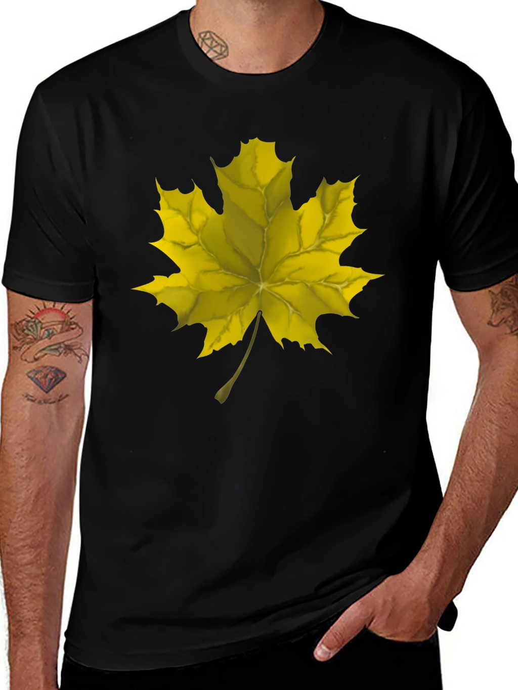 Maple Leaf Graphic Tee - Black Cotton Comfort