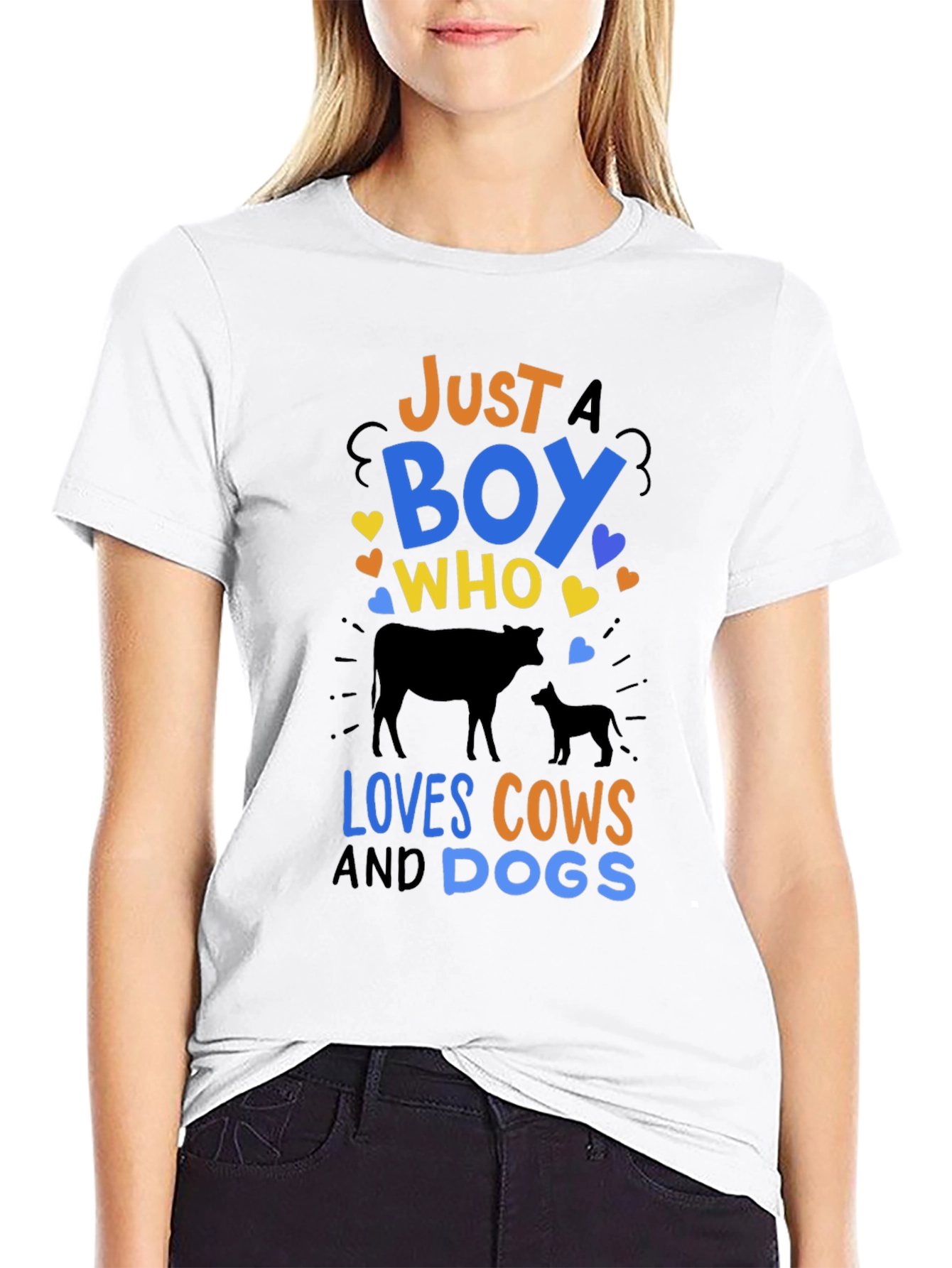 Just a Boy Who Loves Cows & Dogs T-Shirt