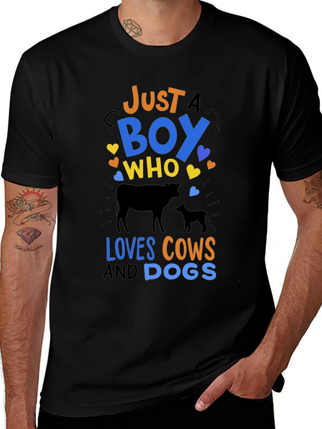 Just a Boy Who Loves Cows & Dogs T-Shirt