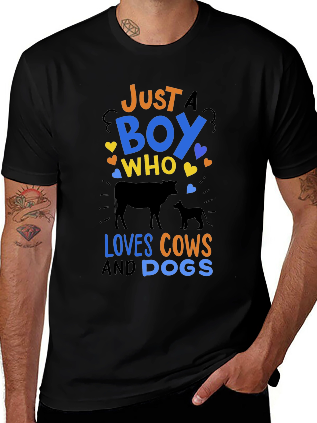 Just a Boy Who Loves Cows & Dogs T-Shirt