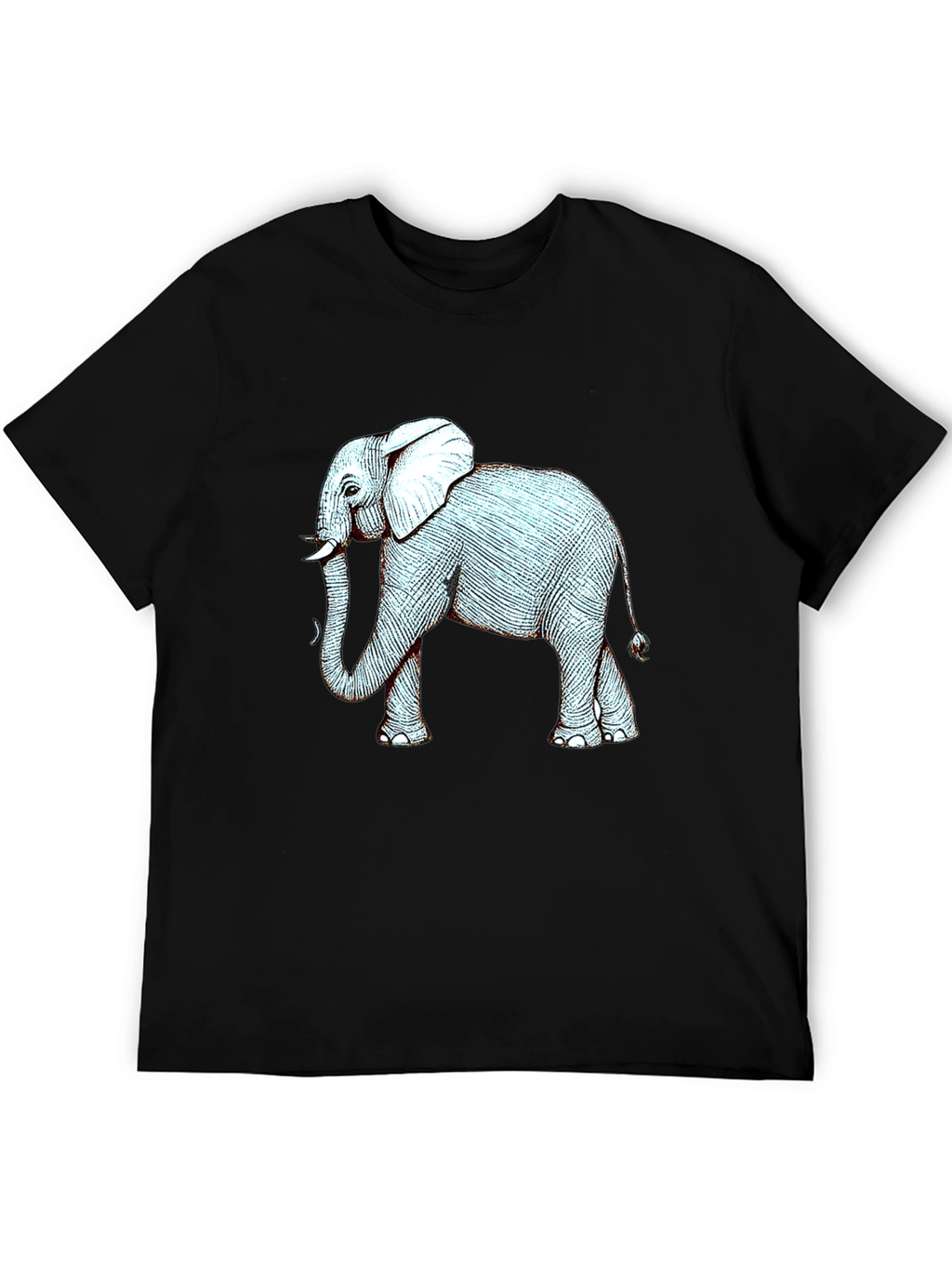 Elephant Graphic Print Black T-Shirt