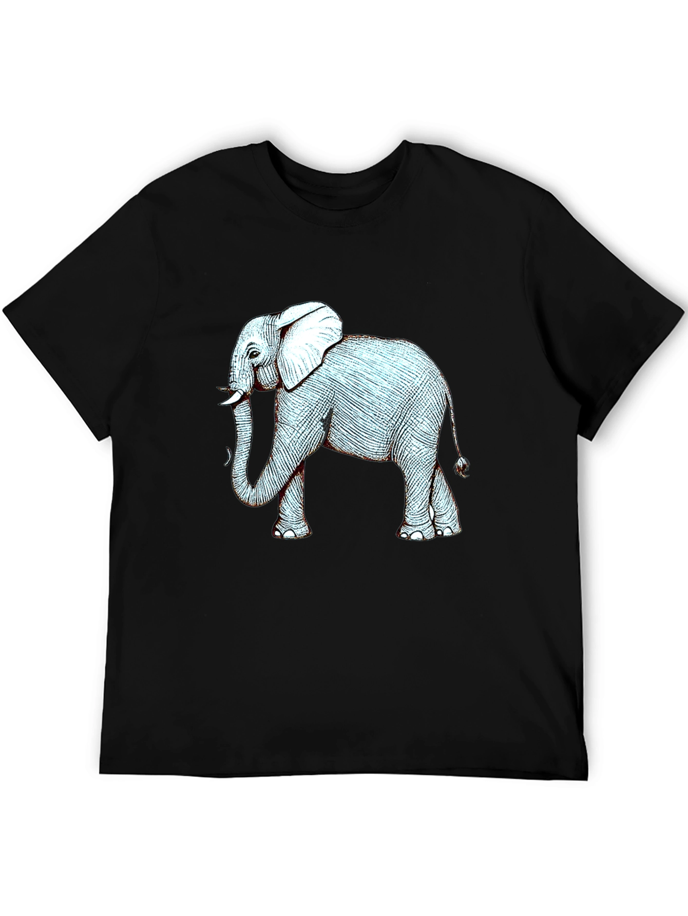 Elephant Graphic Print Black T-Shirt
