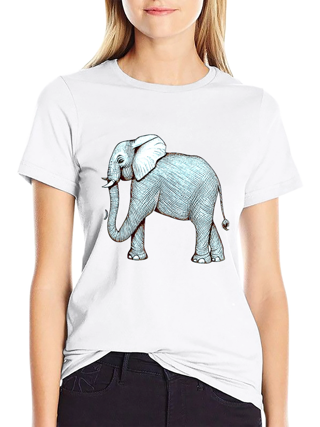 Elephant Graphic Print Black T-Shirt