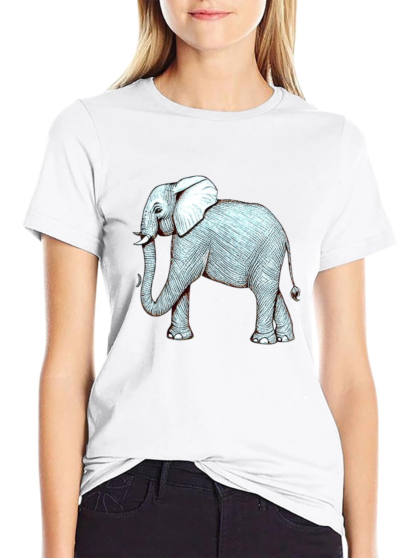 Elephant Graphic Print Black T-Shirt