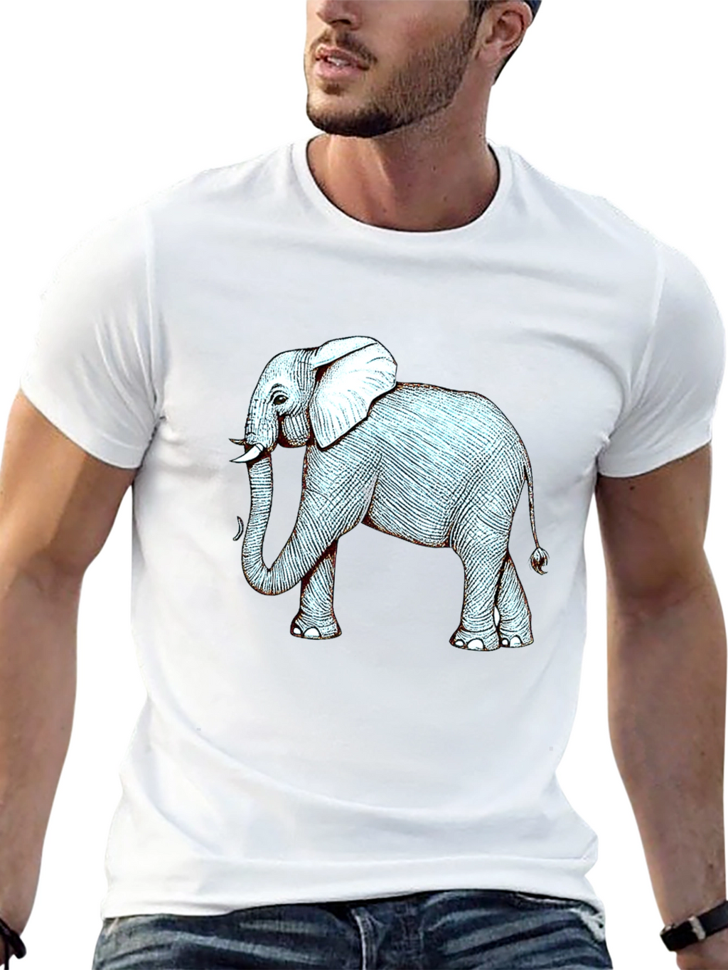 Elephant Graphic Print Black T-Shirt