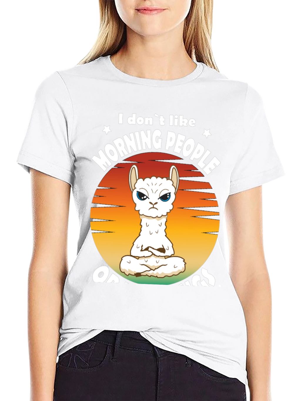 Funny Llama Graphic T-Shirt - Morning People Design