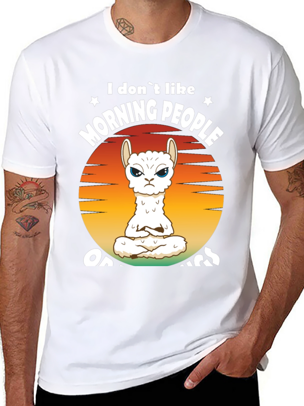 Funny Llama Graphic T-Shirt - Morning People Design