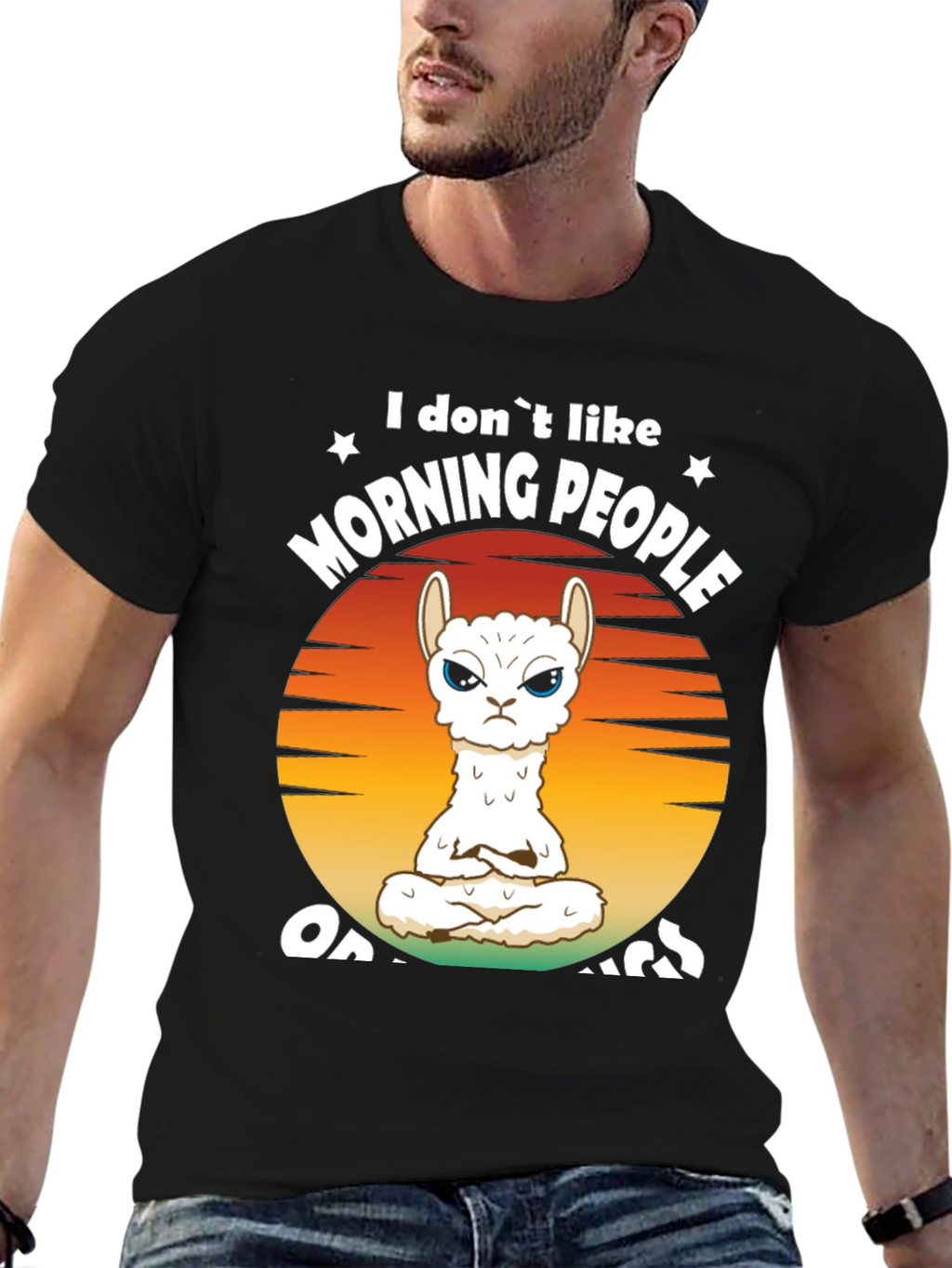 Funny Llama Graphic T-Shirt - Morning People Design