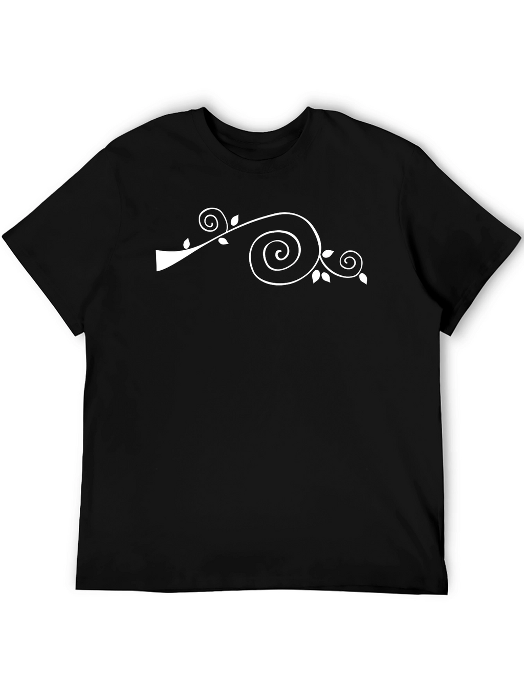 Mens Black T-Shirt with White Floral Design