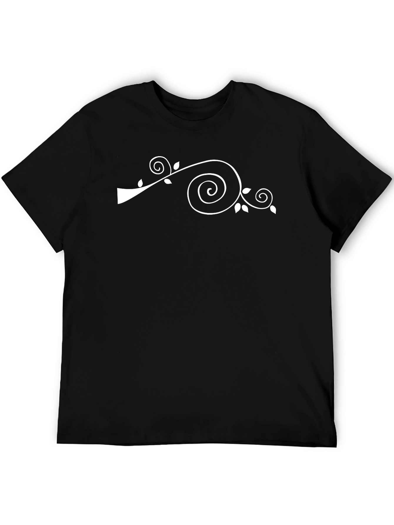 Mens Black T-Shirt with White Floral Design