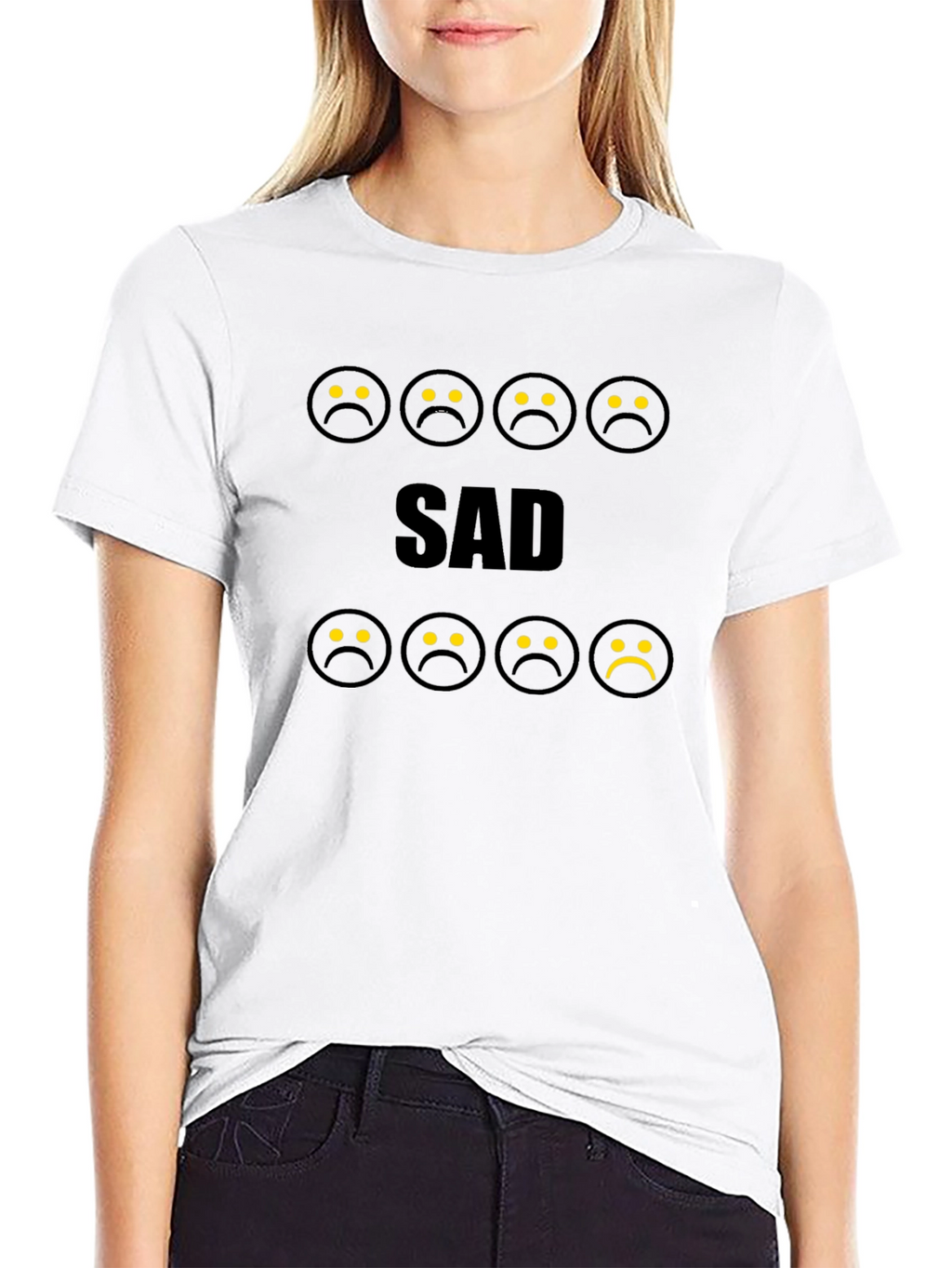 Sad Smiley Face Graphic T-Shirt - Trendy & Unique