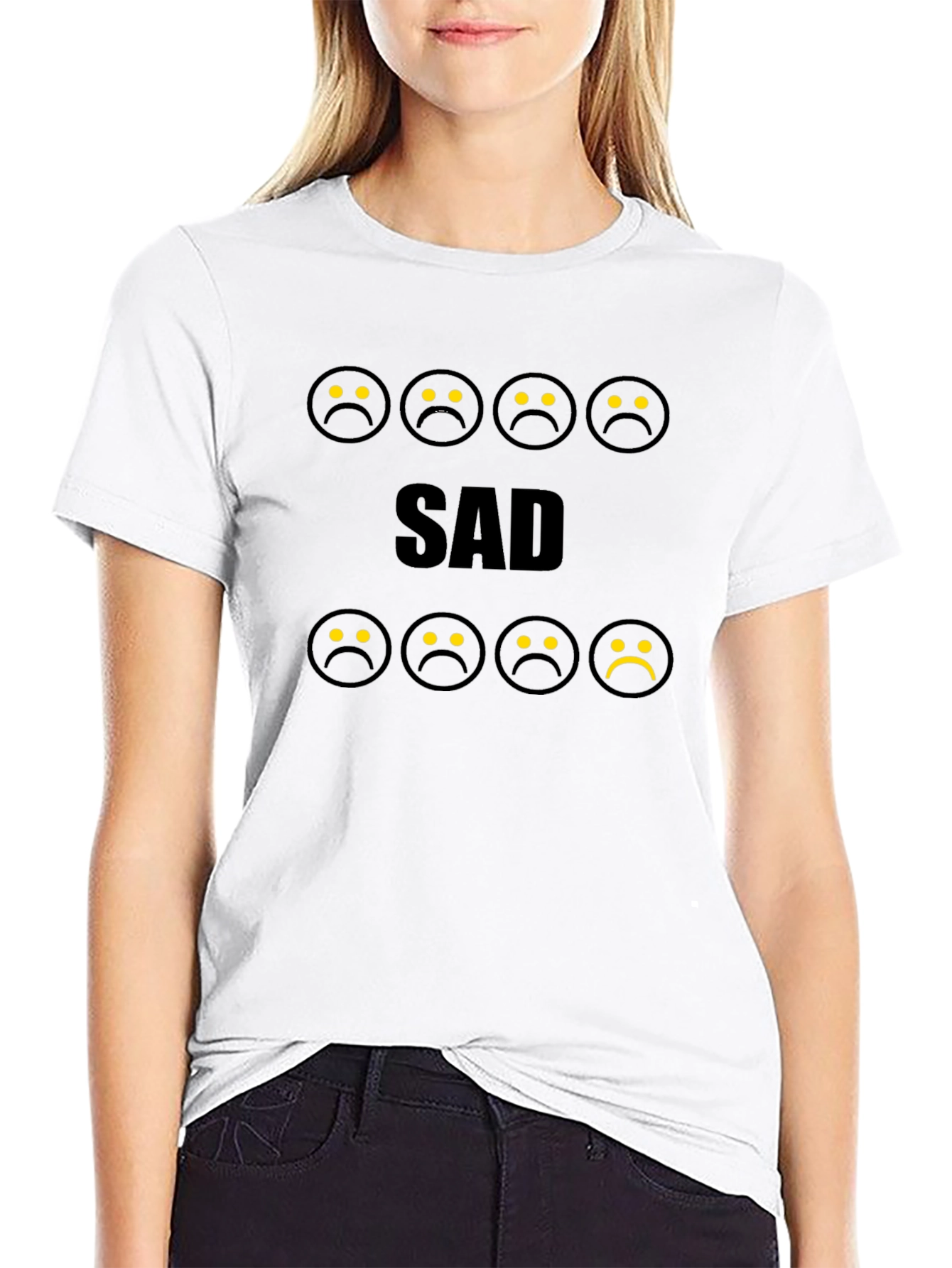 Sad Smiley Face Graphic T-Shirt - Trendy & Unique