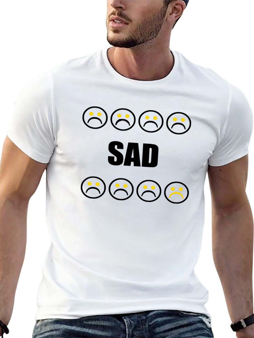 Sad Smiley Face Graphic T-Shirt - Trendy & Unique