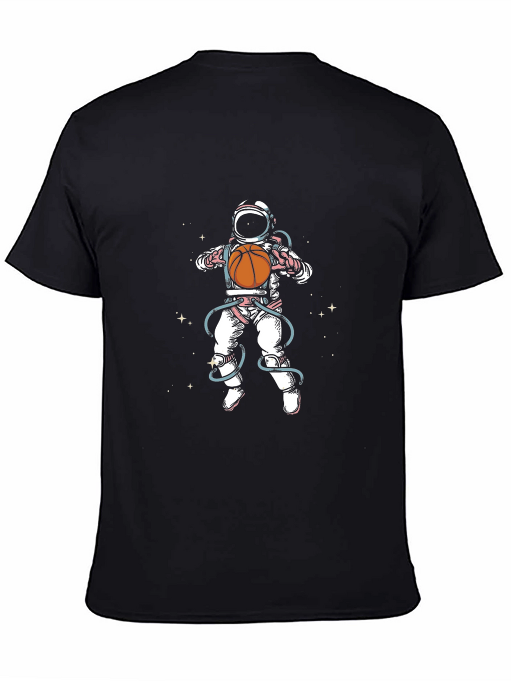 Astronaut Basketball Graphic Tee - Black Cotton Blend
