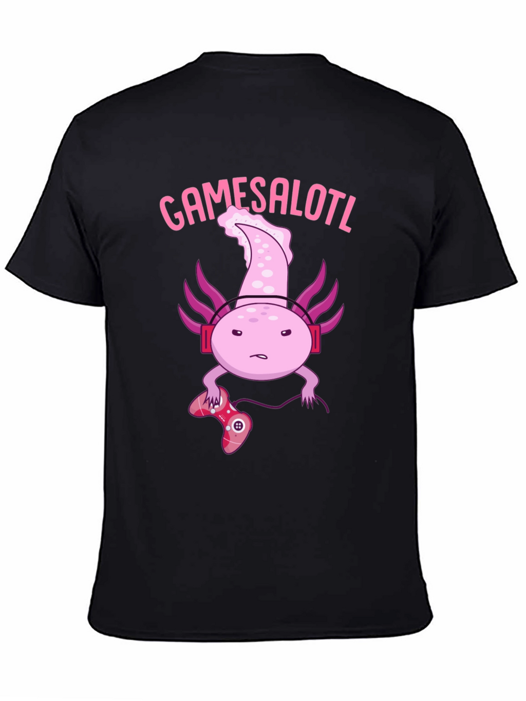 Gamesalotl Gamer Axolotl Black Graphic T-Shirt