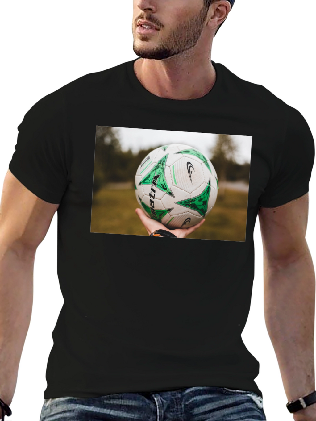Soccer Ball T-Shirt - Black Cotton Tee