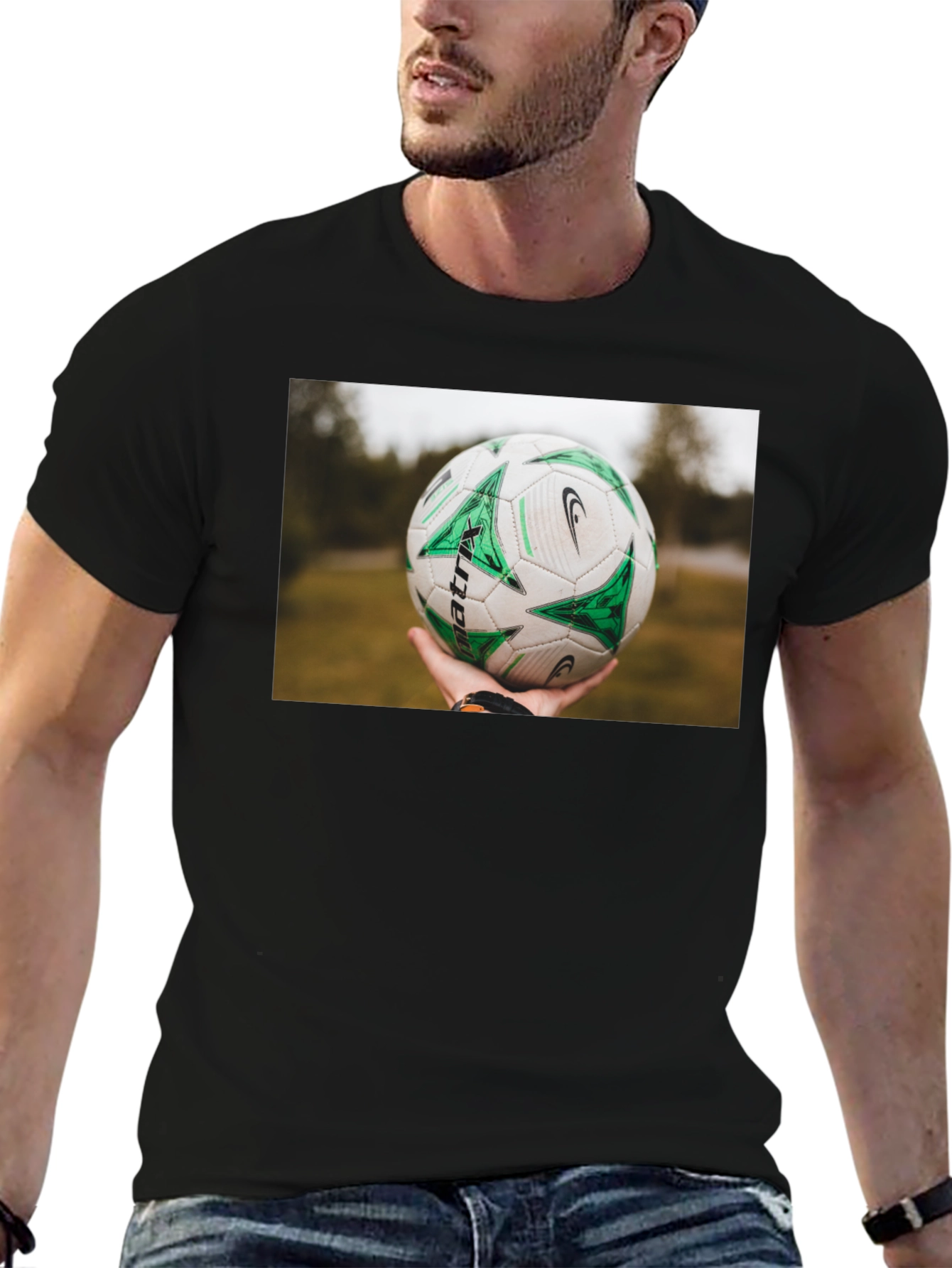 Soccer Ball T-Shirt - Black Cotton Tee