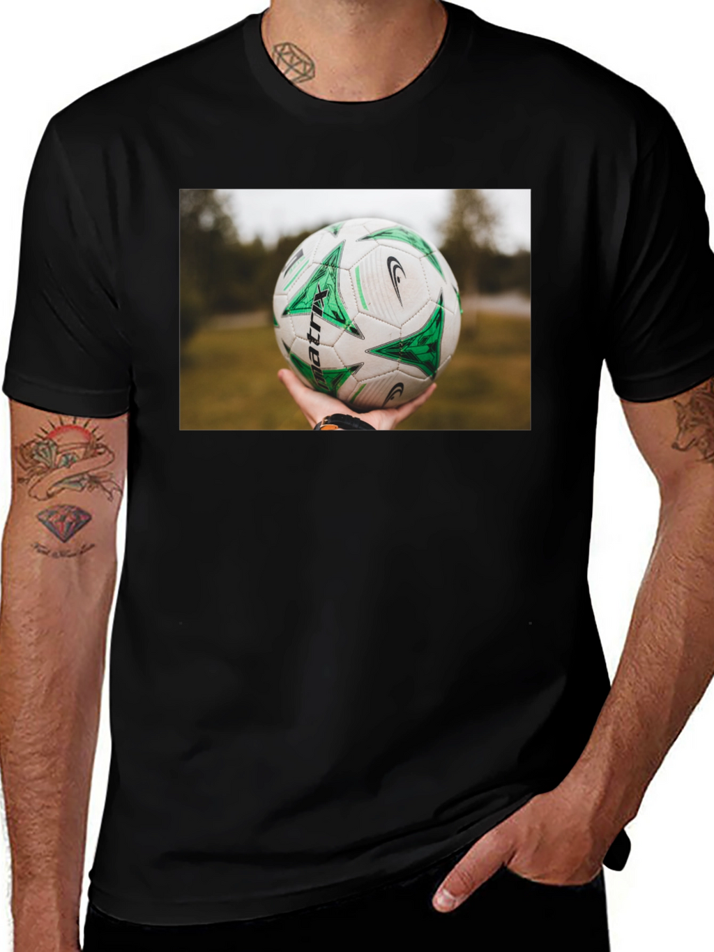 Soccer Ball T-Shirt - Black Cotton Tee