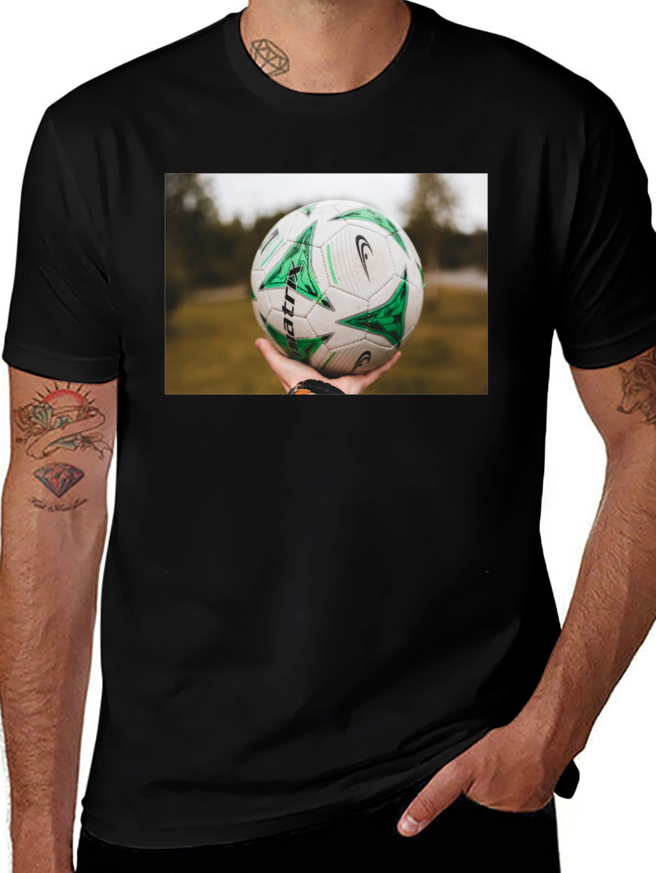 Soccer Ball T-Shirt - Black Cotton Tee