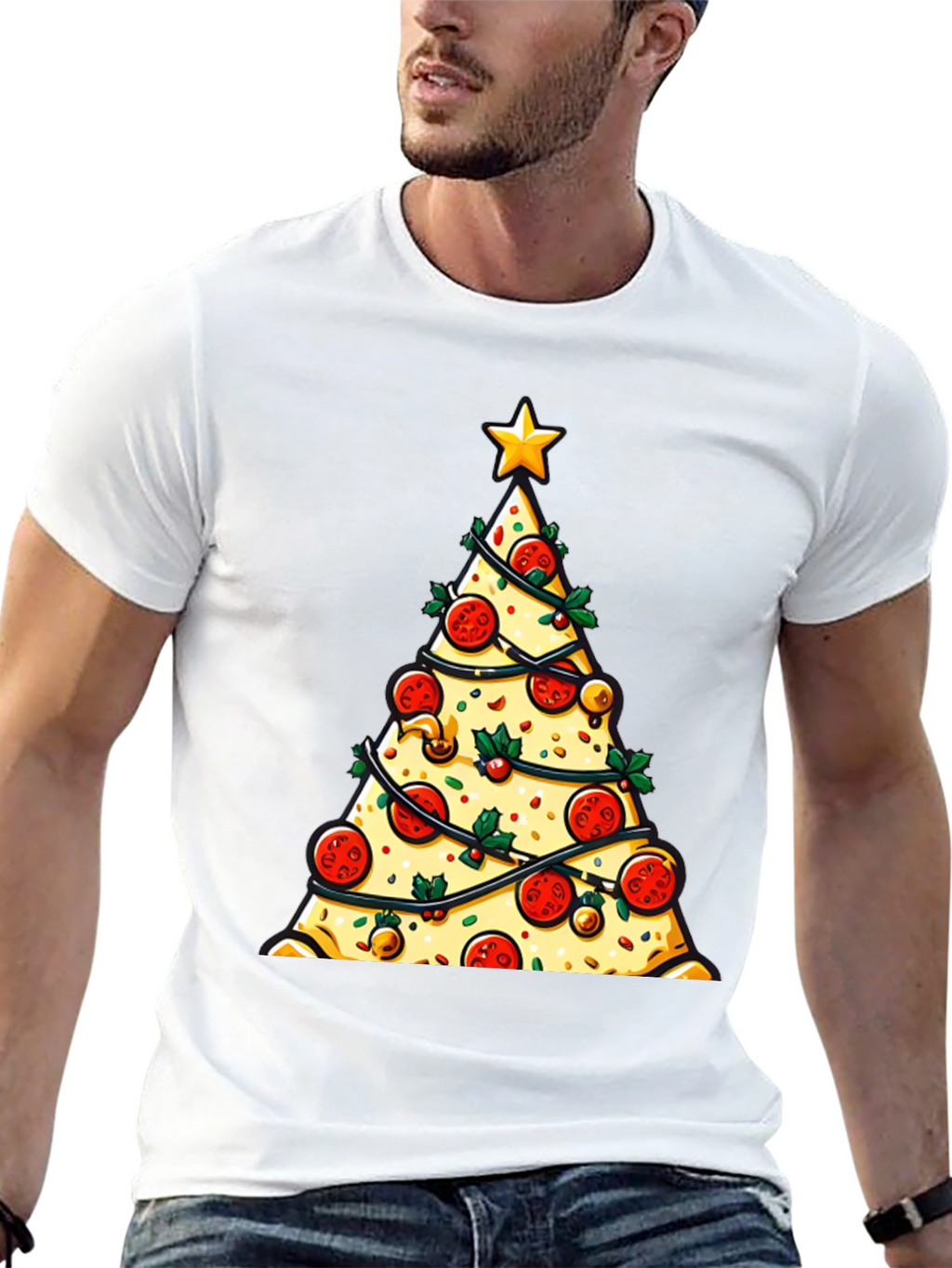 Pizza Christmas Tree Graphic Tee - Holiday Style!